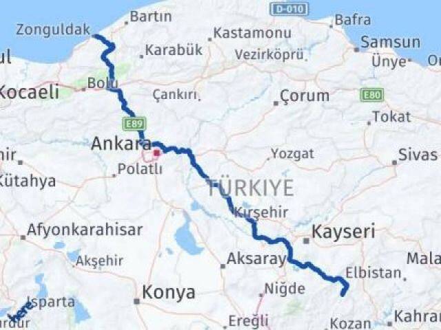 Zonguldak Saimbeyli Adana Arası Kaç Km - Yol Haritası