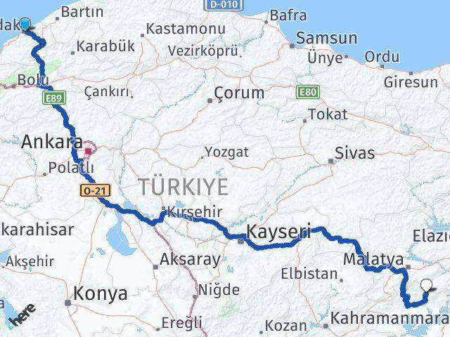 Zonguldak Sincik Adıyaman Arası Kaç Km - Yol Haritası