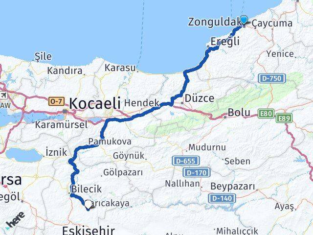 Zonguldak Söğüt Bilecik Arası Kaç Km - Yol Haritası