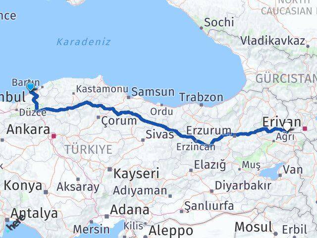 Zonguldak Tuzluca Iğdır Arası Kaç Km - Yol Haritası