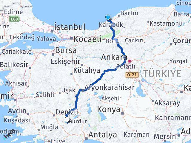 Zonguldak Yeşilova Burdur Arası Kaç Km - Yol Haritası