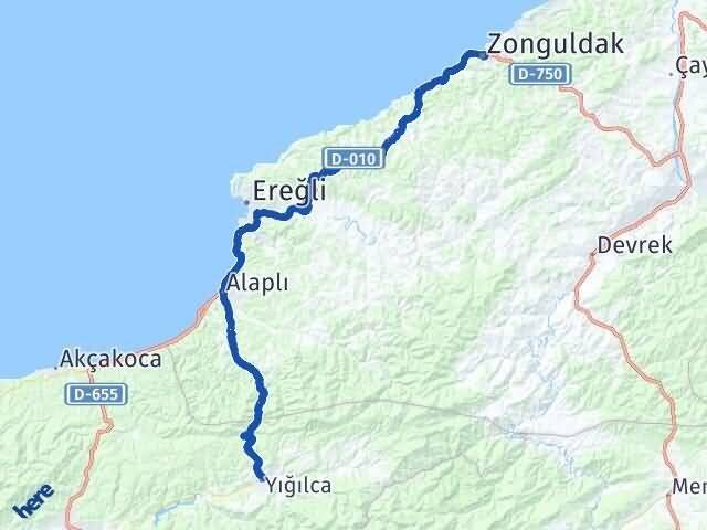 Zonguldak Yığılca Düzce Arası Kaç Km - Yol Haritası
