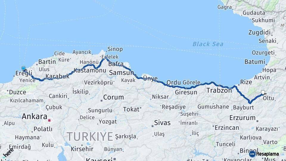 Zonguldak Yusufeli Artvin Arası Kaç Km - Yol Haritası